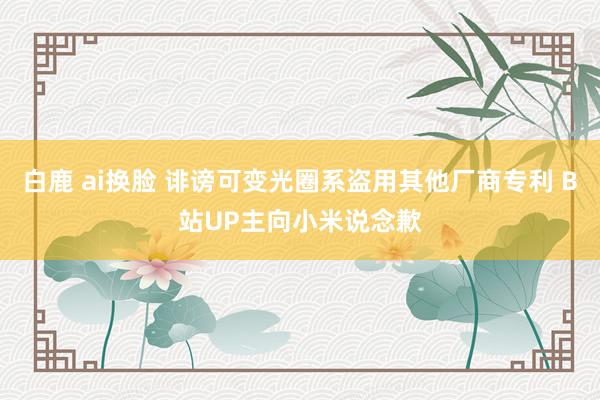 白鹿 ai换脸 诽谤可变光圈系盗用其他厂商专利 B站UP主向小米说念歉