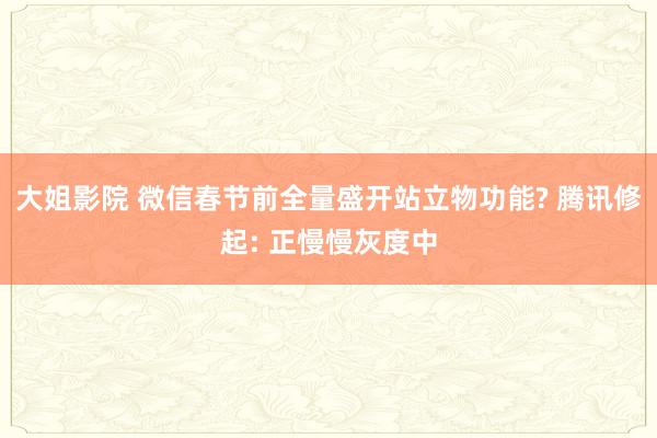 大姐影院 微信春节前全量盛开站立物功能? 腾讯修起: 正慢慢灰度中