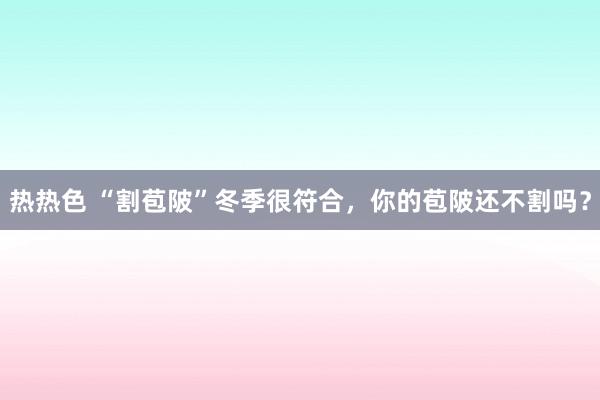 热热色 “割苞陂”冬季很符合，你的苞陂还不割吗？
