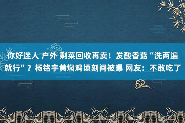 你好迷人 户外 剩菜回收再卖！发酸香菇“洗两遍就行”？杨铭宇黄焖鸡顷刻间被曝 网友：不敢吃了