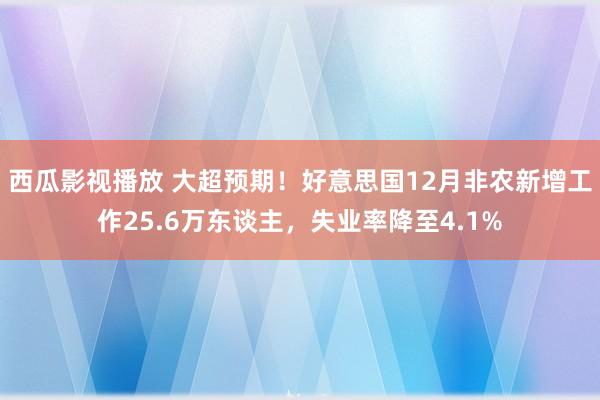 西瓜影视播放 大超预期！好意思国12月非农新增工作25.6万东谈主，失业率降至4.1%