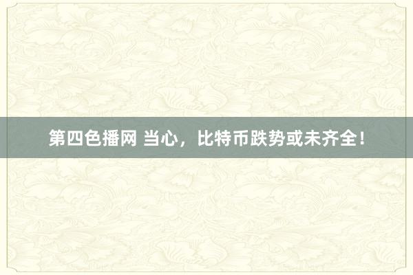 第四色播网 当心，比特币跌势或未齐全！