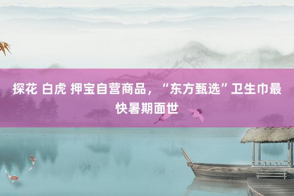 探花 白虎 押宝自营商品，“东方甄选”卫生巾最快暑期面世