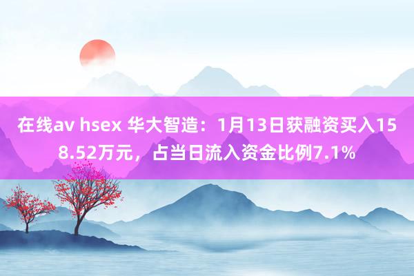 在线av hsex 华大智造：1月13日获融资买入158.52万元，占当日流入资金比例7.1%