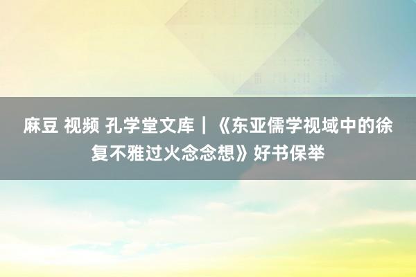 麻豆 视频 孔学堂文库｜《东亚儒学视域中的徐复不雅过火念念想》好书保举
