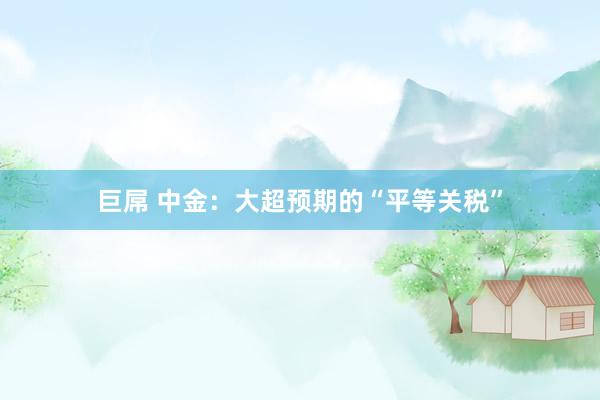巨屌 中金：大超预期的“平等关税”