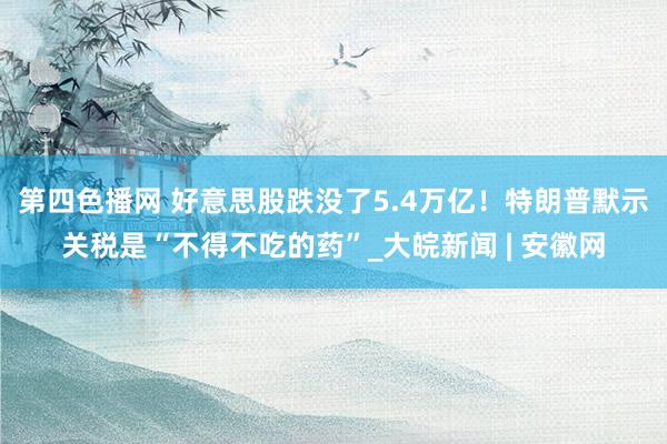 第四色播网 好意思股跌没了5.4万亿！特朗普默示关税是“不得不吃的药”_大皖新闻 | 安徽网