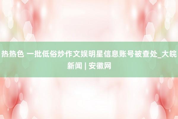 热热色 一批低俗炒作文娱明星信息账号被查处_大皖新闻 | 安徽网