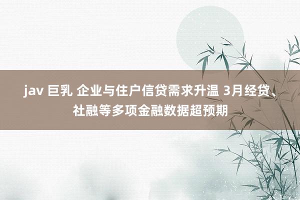 jav 巨乳 企业与住户信贷需求升温 3月经贷、社融等多项金融数据超预期