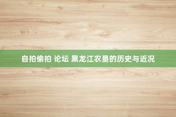 自拍偷拍 论坛 黑龙江农垦的历史与近况