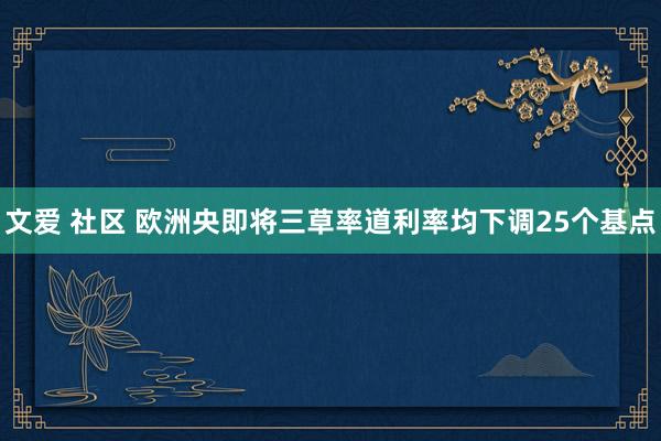 文爱 社区 欧洲央即将三草率道利率均下调25个基点