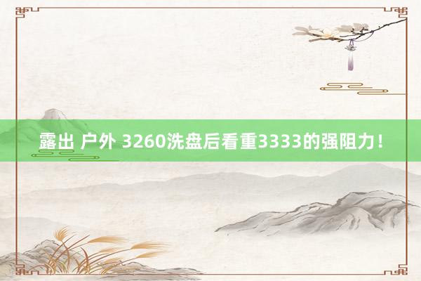 露出 户外 3260洗盘后看重3333的强阻力！