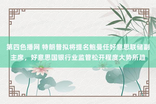 第四色播网 特朗普拟将提名鲍曼任好意思联储副主席，好意思国银行业监管松开程度大势所趋