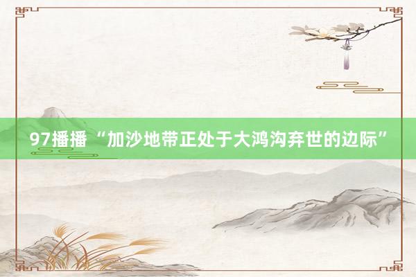 97播播 “加沙地带正处于大鸿沟弃世的边际”