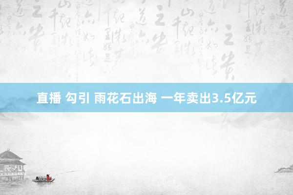 直播 勾引 雨花石出海 一年卖出3.5亿元